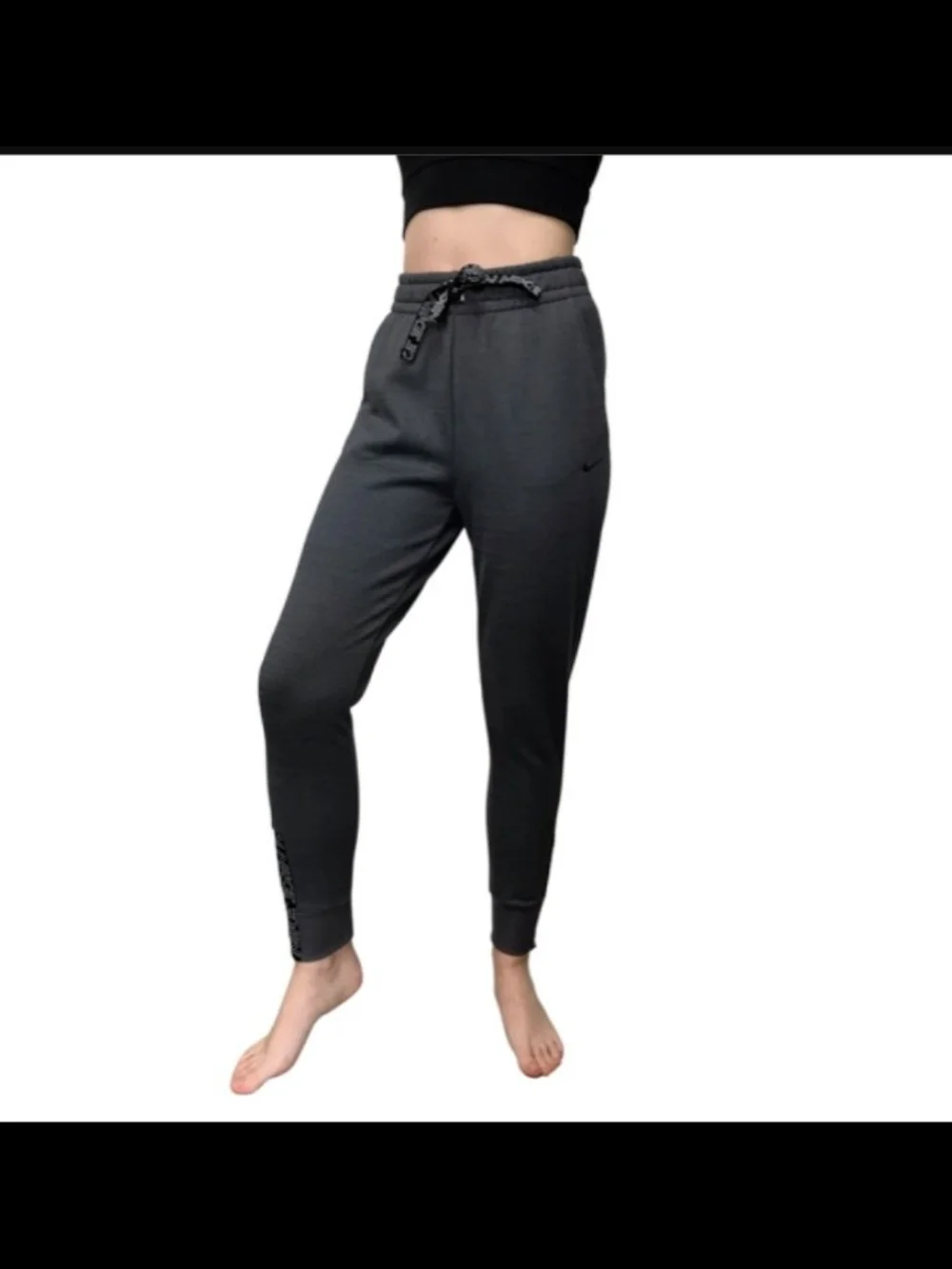 Nike Therma Fit Zip Women's Joggers Charcoal Grey/Black Sz Large NWT